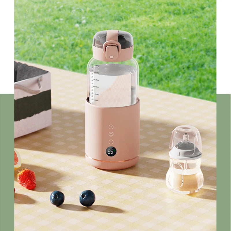 Rechargeable Baby Milk Warmer, Portable Insulated Water Kettle, 35-55℃ Adjustable Temperature for Travel Baby Formula Preparatio